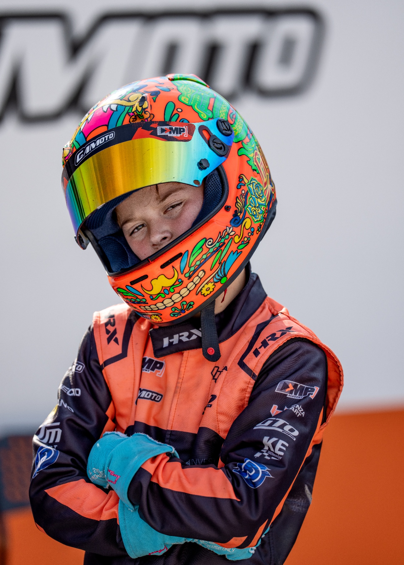 Guido in helmet with a relaxed pose before racing